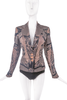 Christian Dior x Galliano Beige Black Lace Print Blazer Spring 2006