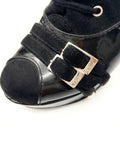 Christian Dior by John Galliano Black Patent Leather & Suede Buckle Strap Boots Size 36.5