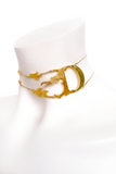 Christian Dior by John Galliano Gold Flame "D" Logo Choker Necklace