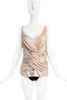 Christian Dior by John Galliano Ivory Nude Silk Jersey Draped Asymmetric Runway Top Spring 2007