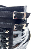 Christian Dior by John Galliano Black Patent Leather & Suede Buckle Strap Boots Size 36.5