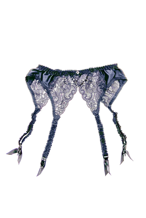 Christian Dior Black Satin and Lace High-Waisted Garter Belt