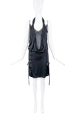 Christian Dior by John Galliano Black Silk Slip Lace Up Corset Halter Dress