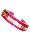 Christian Dior by John Galliano Pink Lucite Resin Gold Curb Chain Logo Bracelets Fall 2004