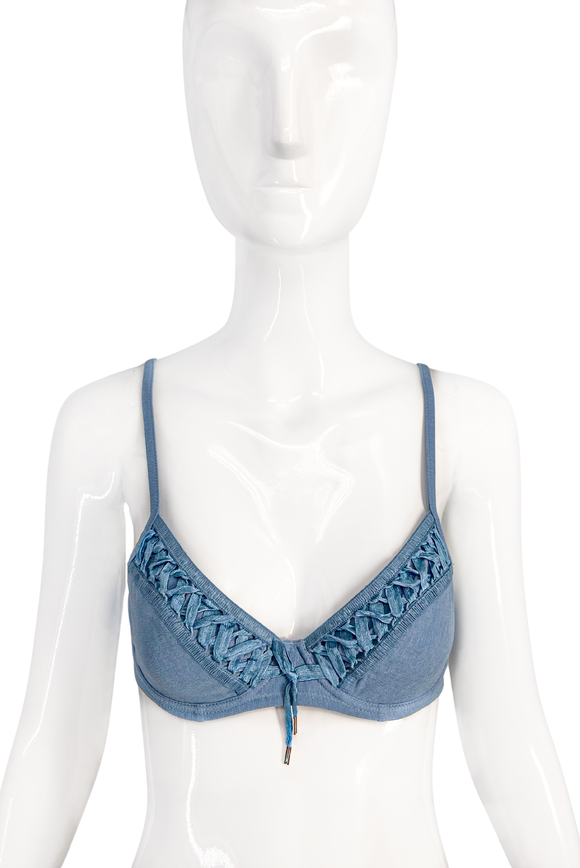 Christian Dior by John Galliano Denim Corset Lace Up Bra
