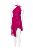 Christian Dior by John Galliano Pink Red Silk Asymmetric Halterneck Dress with matching Snake Choker Spring 2000