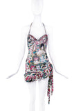 Christian Dior x Galliano Multicolor Tattoo Print Wrap Skirt SS2004