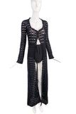 Dolce Gabbana Black Crochet Long Cardigan Coat 1997 collection