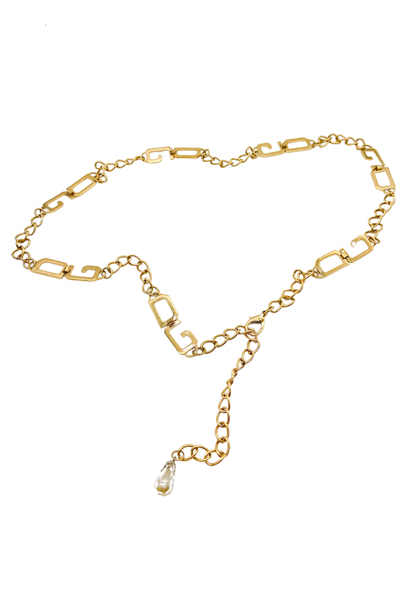 Dolce Gabbana Gold Logo Chain Necklace or Belt with Pearl