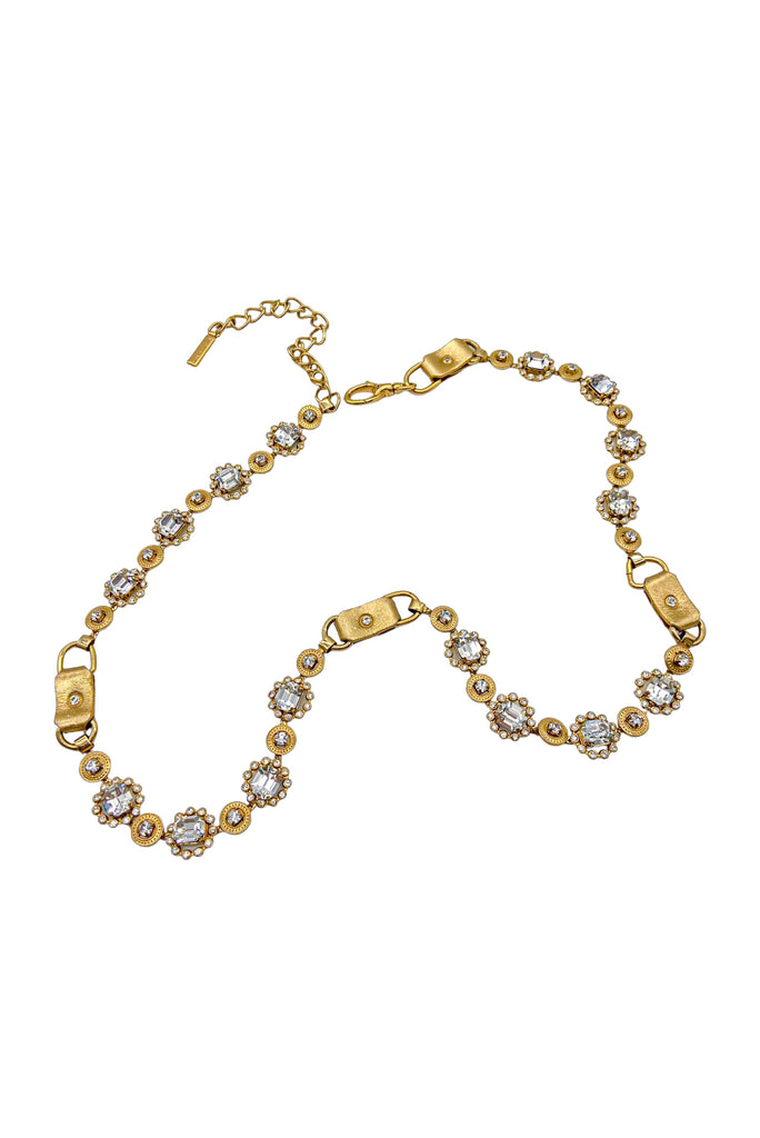 Dolce Gabbana Gold Crystal Leather Belt