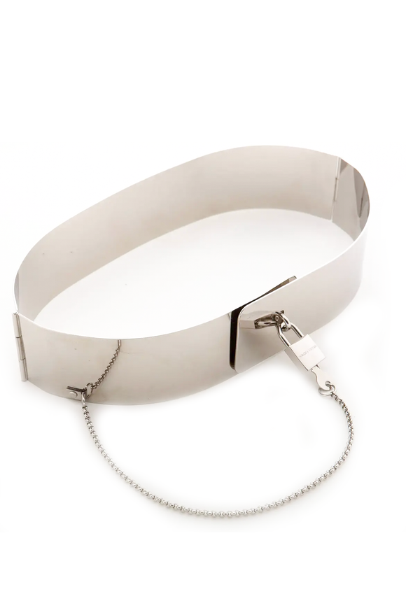 Dolce Gabbana Silver Metal Chrome Pad Lock Corset Belt Runway Spring 2007