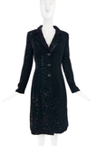 Dolce Gabbana Black Textured Velvet Trench Coat