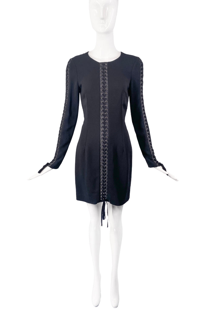 Dolce Gabbana Black Lace Up Corset Dress