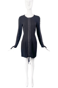 Dolce Gabbana Black Lace Up Corset Dress