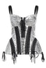 Dolce Gabbana Silver Reflective Lace Up Corset Top Runway Fall 2021
