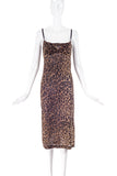 Dolce & Gabbana Leopard Print Chiffon Long Slip Dress with build in Tiger Bra.