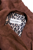 Dolce Gabbana Brown Fitted Suede Trench Coat 1990's