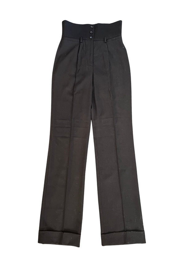 Dolce & Gabbana Black Super High Waisted Slim Cut Pants Fall 2003