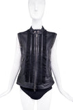 Dolce & Gabbana Black Leather Moto Vest with Ruffle Details SOLD