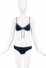 Dolce & Gabbana Black Neoprene Bikini Swim Suit with Gold Grommet Cut-Out Details