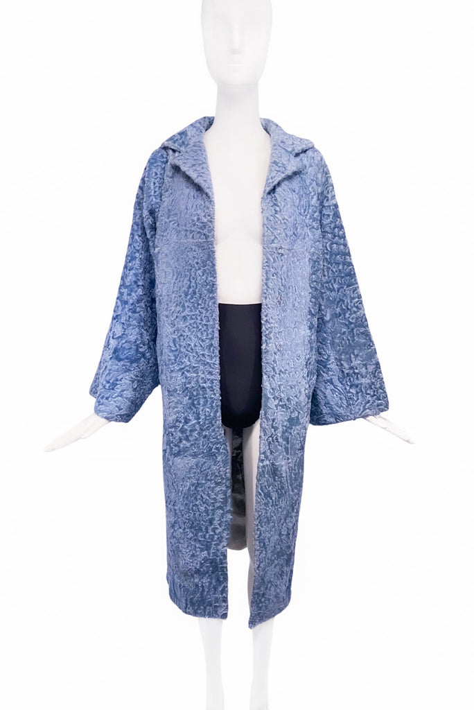 Dolce Gabbana Light Blue Fur Coat