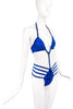 Dolce Gabbana Blue Leopard Cut Out Strappy Body Suit Bikini Swim Suit