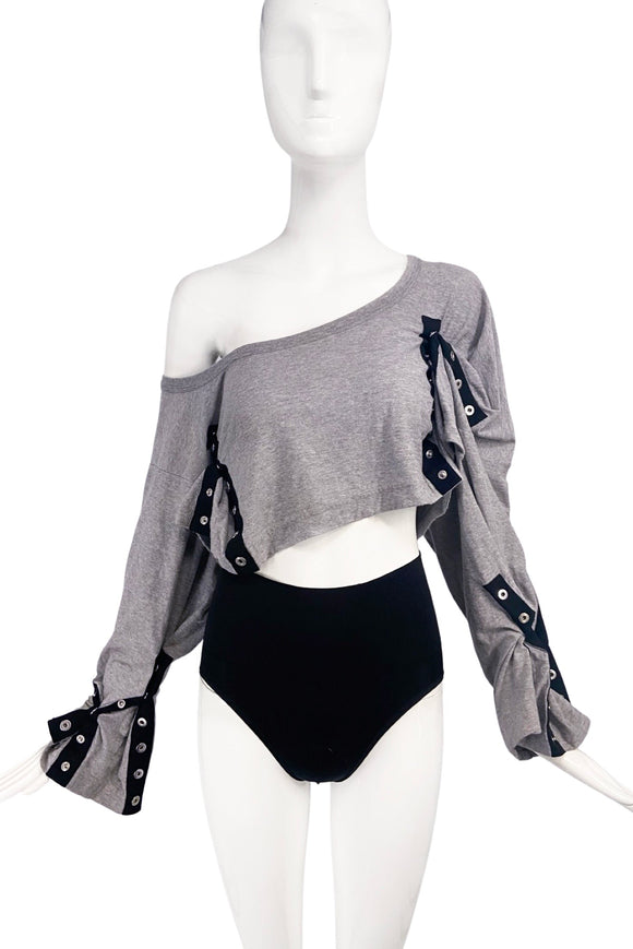 Dolce & Gabbana Grey Sweatshirt Snap Top S/S 2003