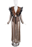 Dolce & Gabbana Leopard Print Chiffon Coat with Exaggerated Feather Collar Fall 1997
