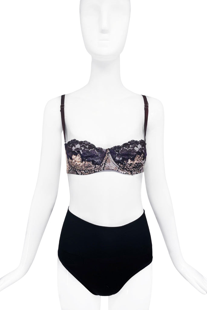 Dolce & Gabbana Snakeskin and Black Lace Bra
