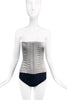 Dolce Gabbana Silver Stretch Panel Corset Top Fall 1998