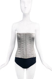 Dolce Gabbana Silver Stretch Panel Corset Top Fall 1998