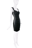 Dolce Gabbana Black Ruched Lace Up Corset Dress