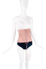 Dolce Gabbana Pink Satin Quilted Lace Up Corset Belt Top