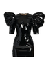 Dolce Gabbana Black Patent Leather Vinyl Puff Sleeve Dress