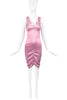 Dolce Gabbana D&G Pink Satin Stretch Ruched Body Con Dress - BOUTIQUE PURCHASE PRICE