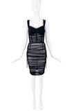 Dolce Gabbana Black Ruched Lace Up Corset Dress