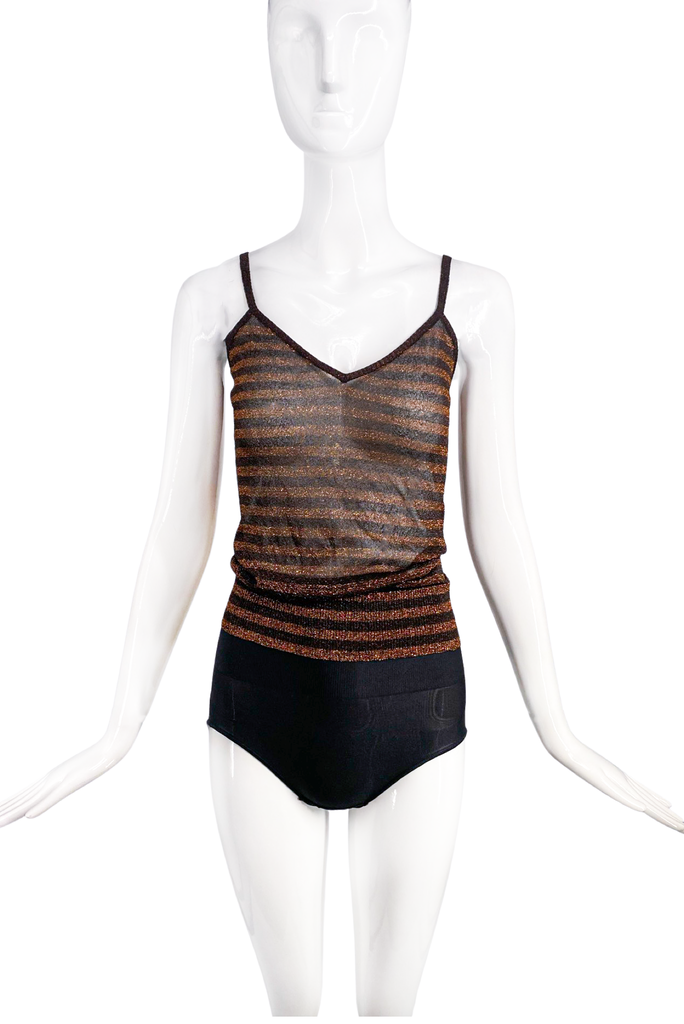 Dolce Gabbana Brown Lurex Striped Camisole Top Spring Summer 2000