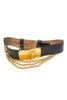 Donna Karan New York Black Leather Belt with Gold Buckle with Triple Chain FW1992