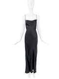 Donna Karan Black Silk Satin Slip Dress Gown