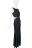Donna Karan Black Fishnet Cut Out Front Knot Dress Gown