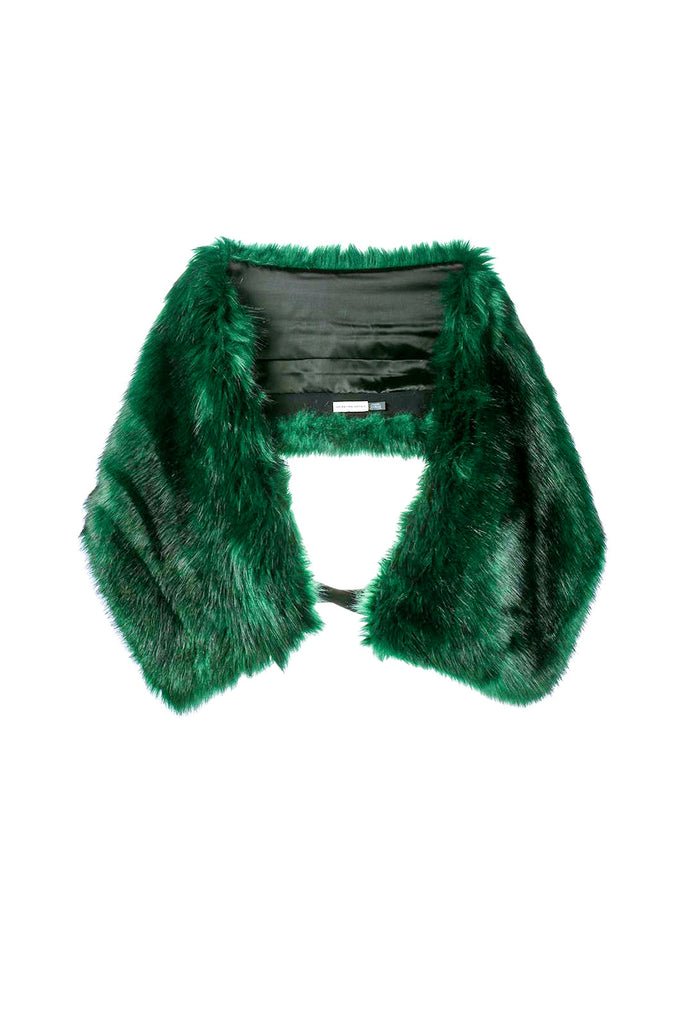 Dries Van Noten Emerald Green "Greta" Faux Fur Stole FW2016
