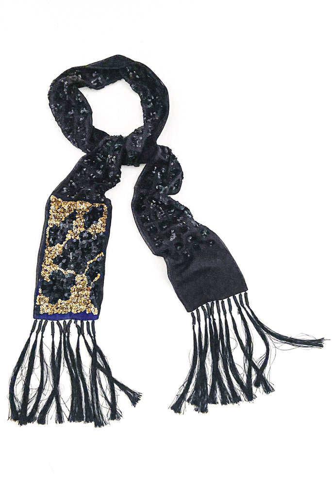 Dries Van Noten Black Evening Scarf with Sequin Details
