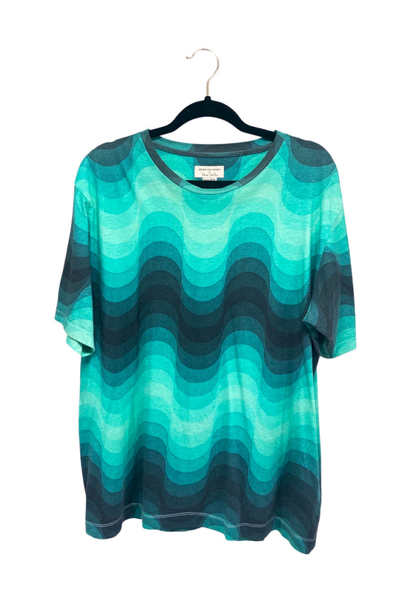 Dries Van Noten Teal and Navy Blue Ombré 