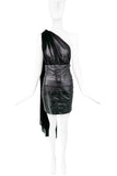 Dsquared2 Black Leather Skirt and Sheer Wrap Around Chiffon Top Dress