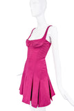 DSquared2 Fuchsia Pink Pleated Corset Tank Mini Dress