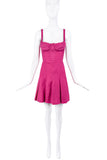DSquared2 Fuchsia Pink Pleated Corset Tank Mini Dress