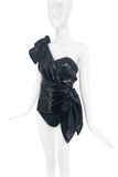 Dundas by Peter Dundas One Shoulder Asymmetric Black Sequin Bow Top