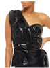Dundas by Peter Dundas One Shoulder Asymmetric Black Sequin Bow Top