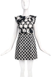 Emanuel Ungaro Black and White Floral and Graphic Print Mini Dress