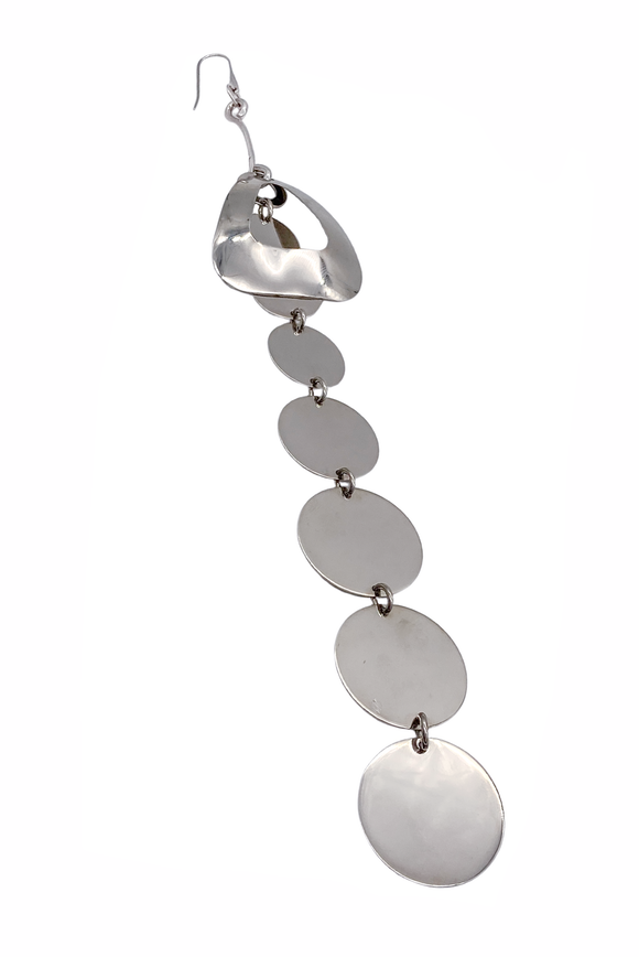 Maison Margiela by John Galliano Extra Long Silver Chrome Runway Earring Fall 2017